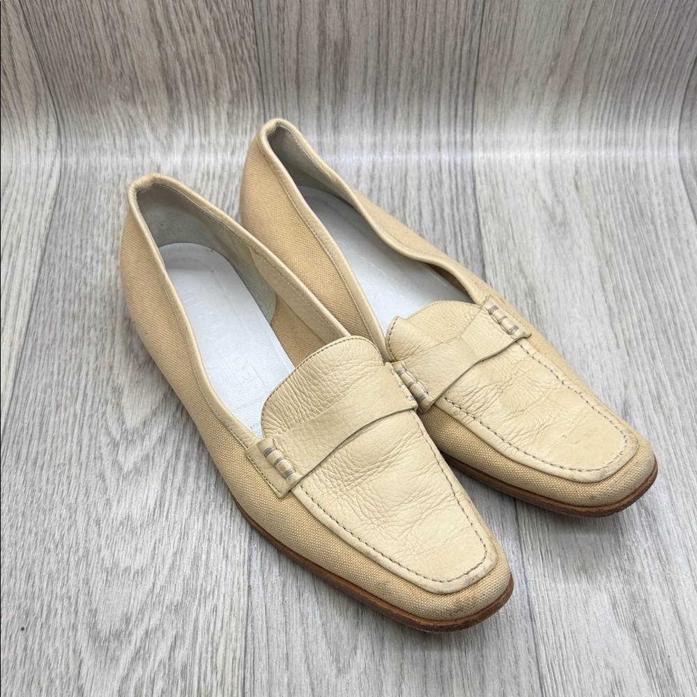 Jil Sander Cream Leather Loafers